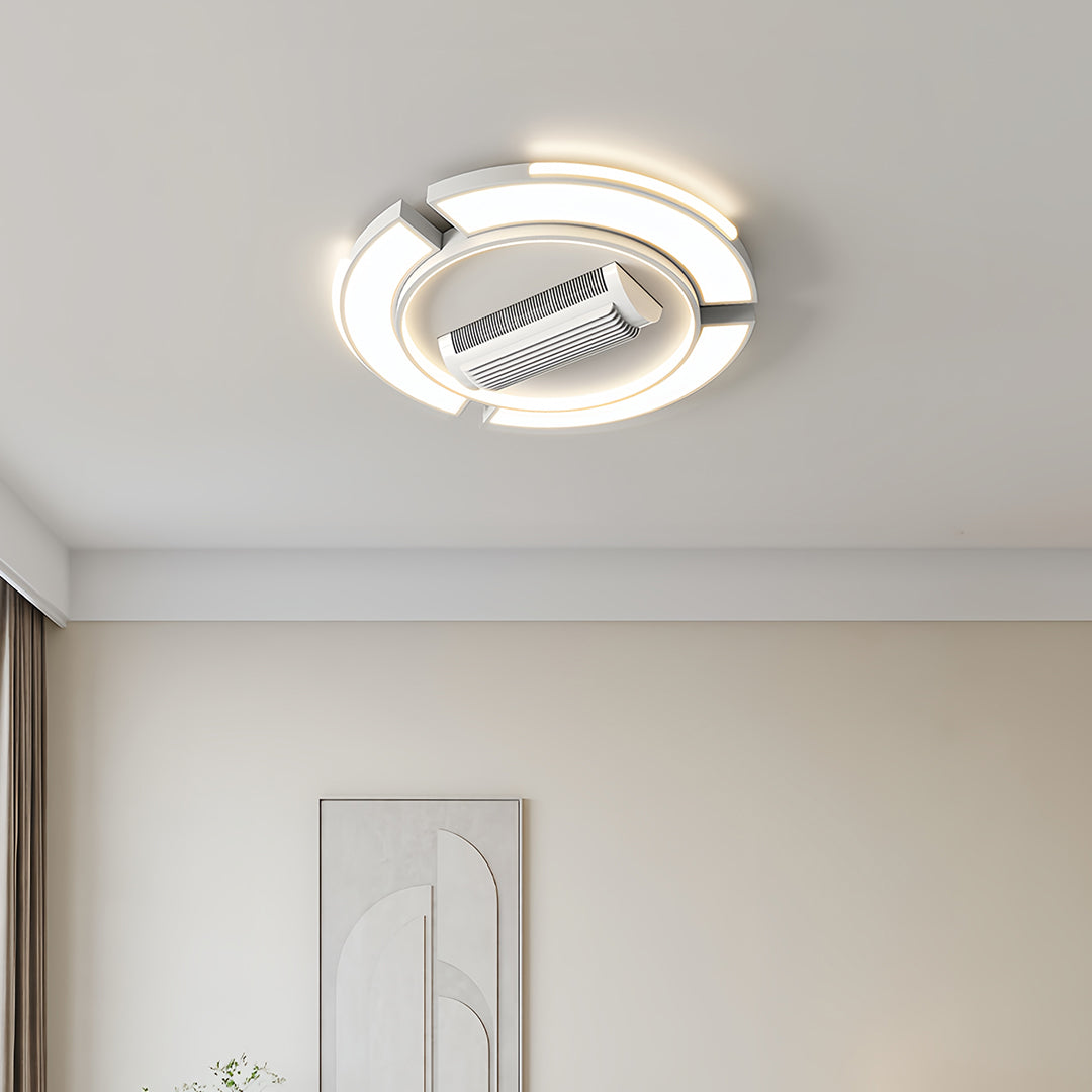 Modern Bladeless LED Ceiling Fan with Light, White for Living Room
