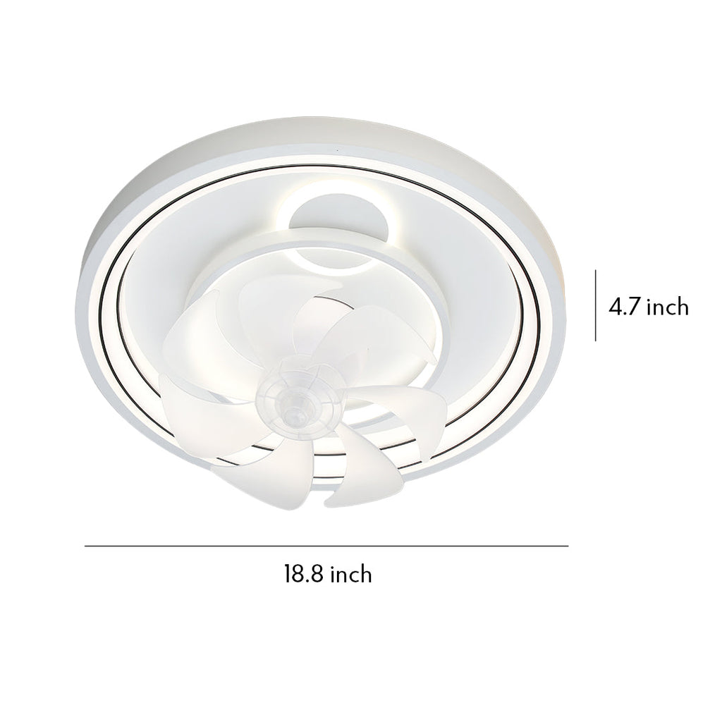 Modern White Round Ceiling Fan with Light for Living Room Bedroom