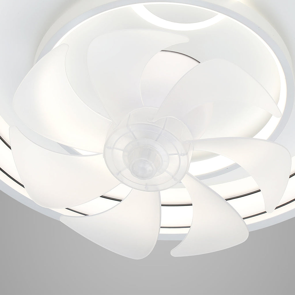 Modern White Round Ceiling Fan with Light for Living Room Bedroom