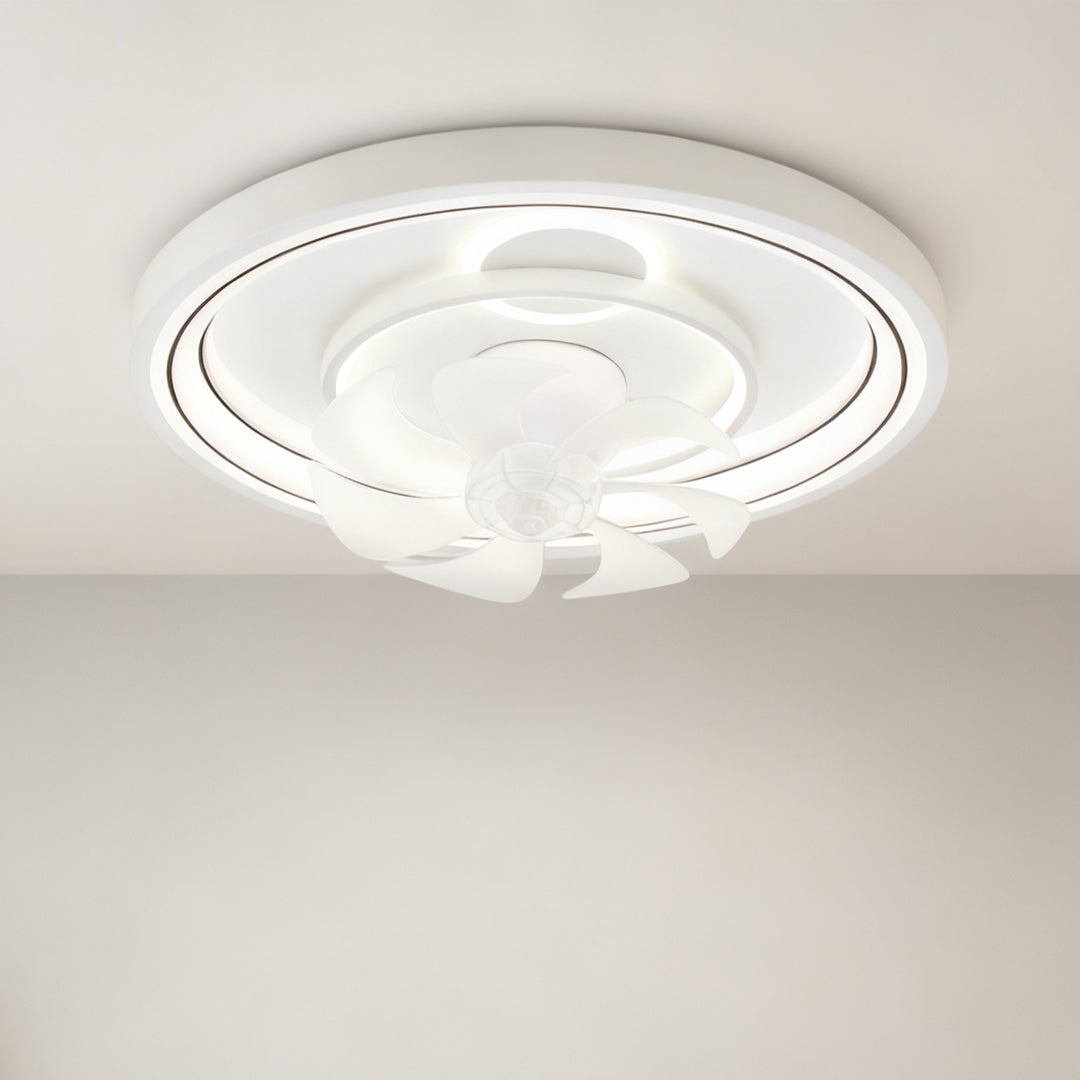 Modern White Round Ceiling Fan with Light for Living Room Bedroom