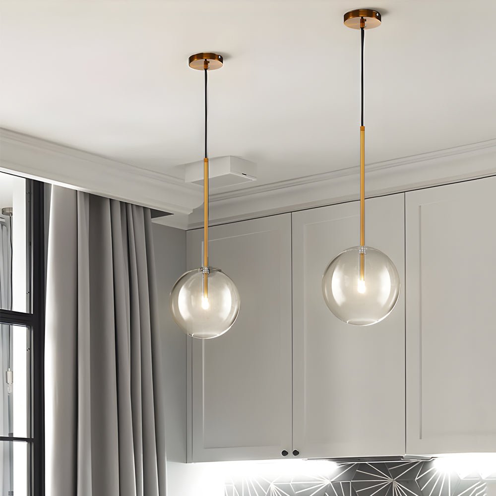 Nordic Clear Glass Globe Pendant Light Fixture for Modern Living Rooms