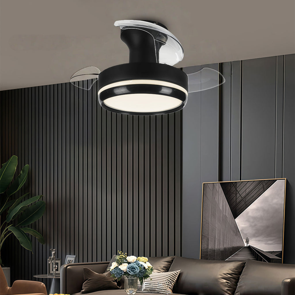 Modern Minimalist White LED Ceiling Fan Light with Remote for Home
