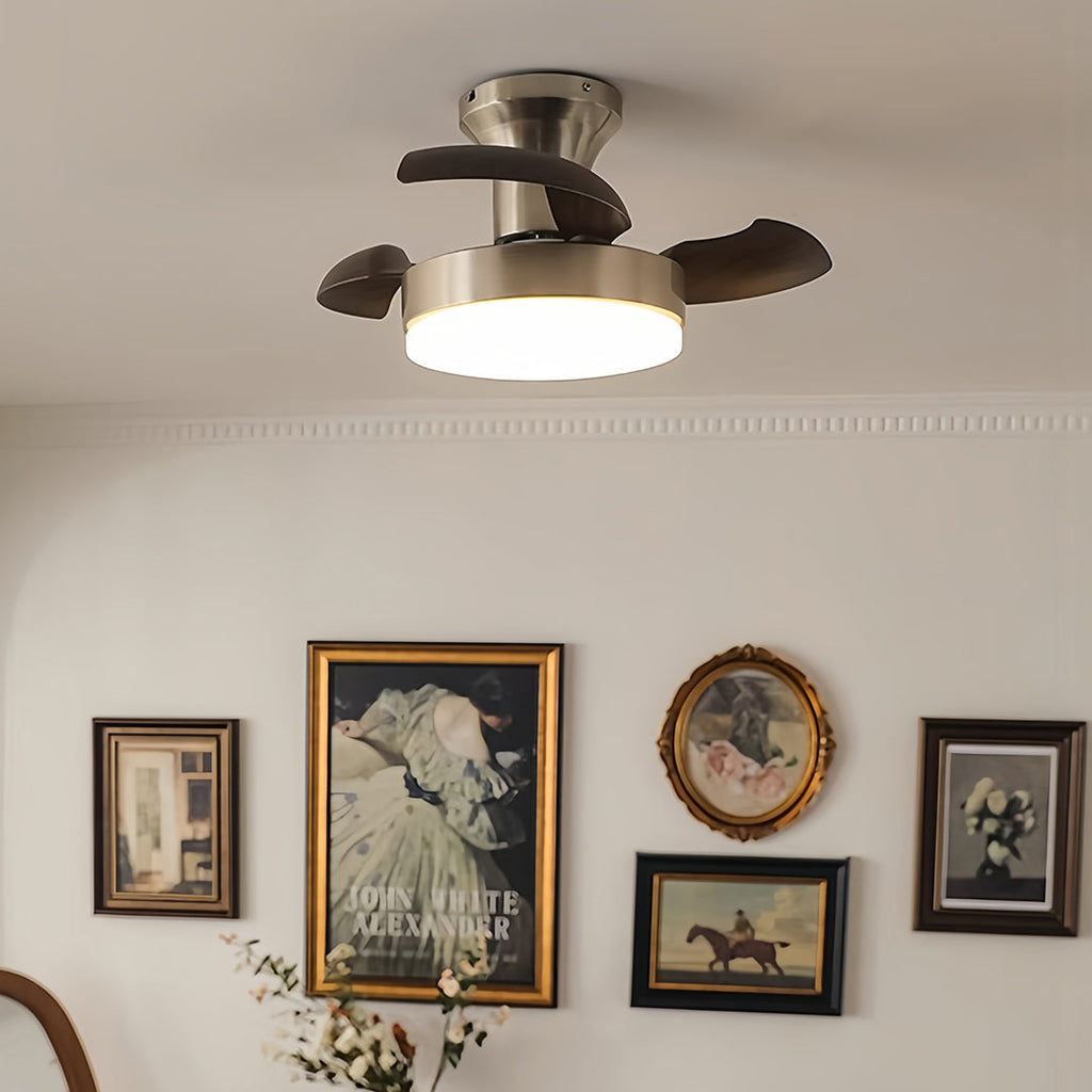 Elegant Silver 3-Blade French Retro Ceiling Fan with Light for Bedrooms