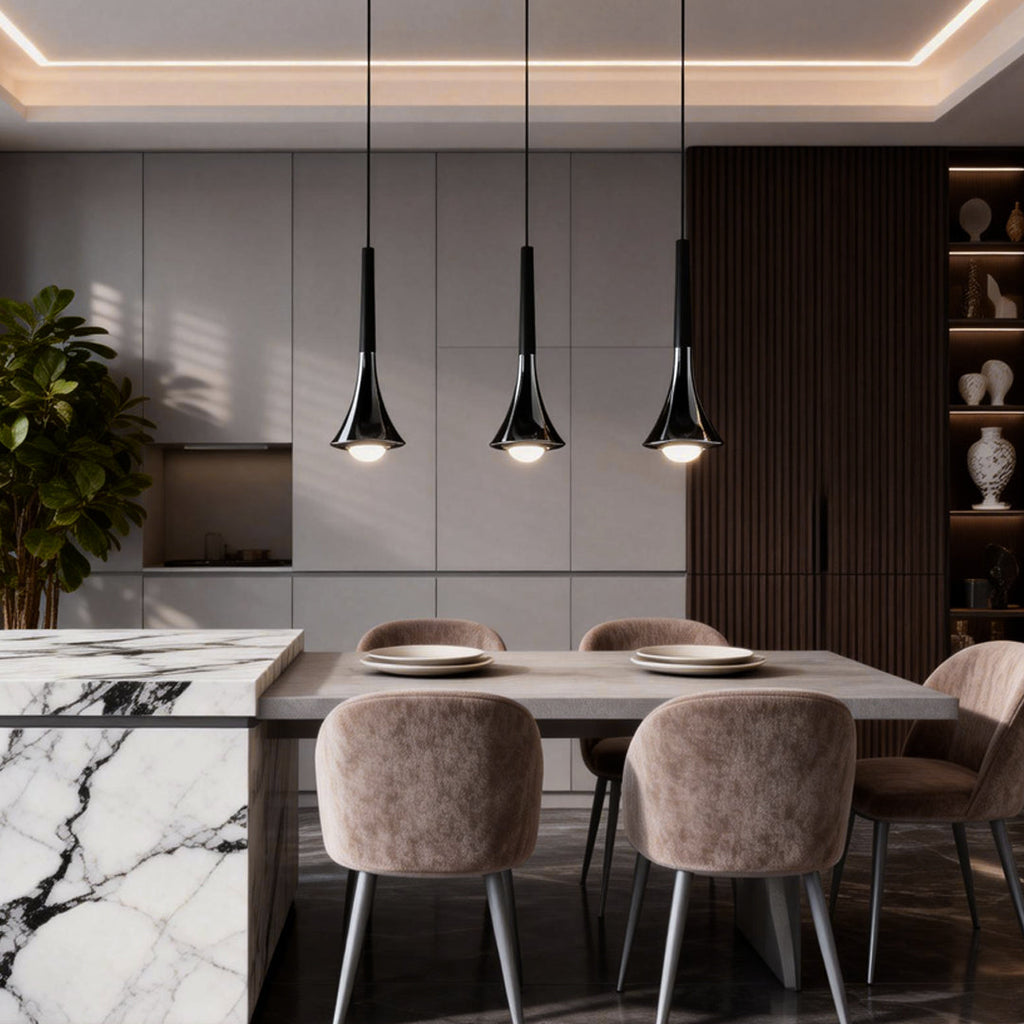 Modern Teardrop Metal Mini Pendant Light Fixture for Kitchen or Dining Room