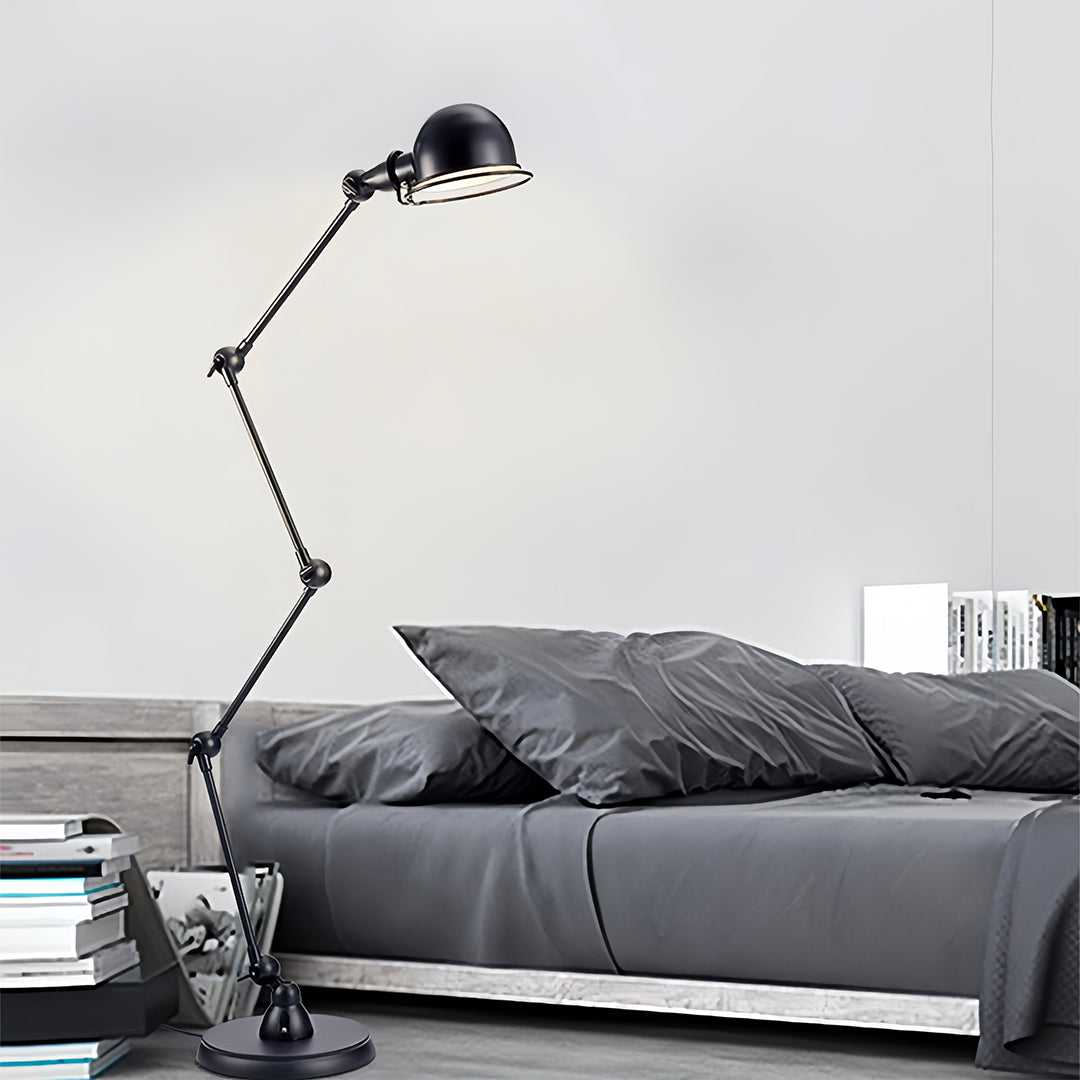 Industrial Black Metal Reading Floor Lamp for Living Room Illumination