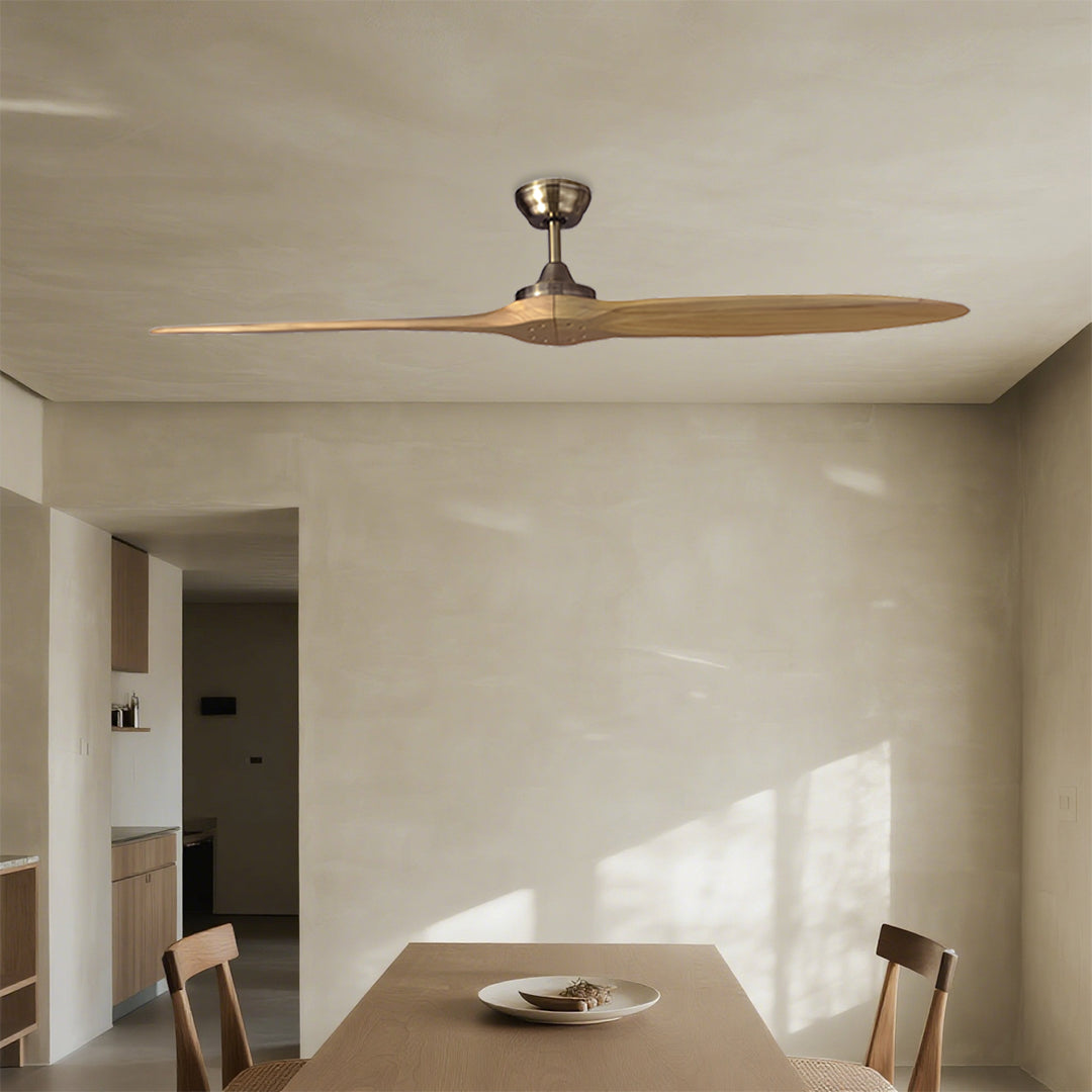 Large Modern Wood Propeller Ceiling Fan with Remote for Living Room