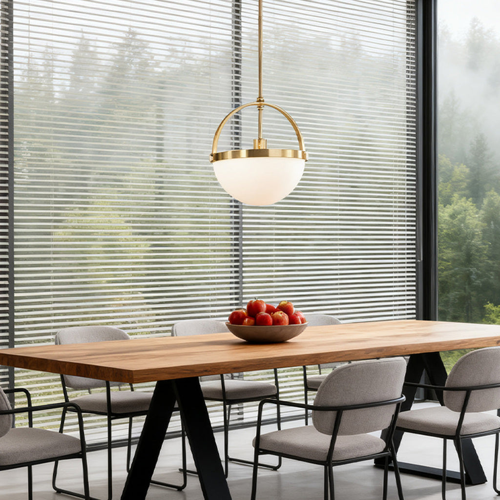Minimalist Gold and White Pendant Light Fixture for Modern Living Spaces