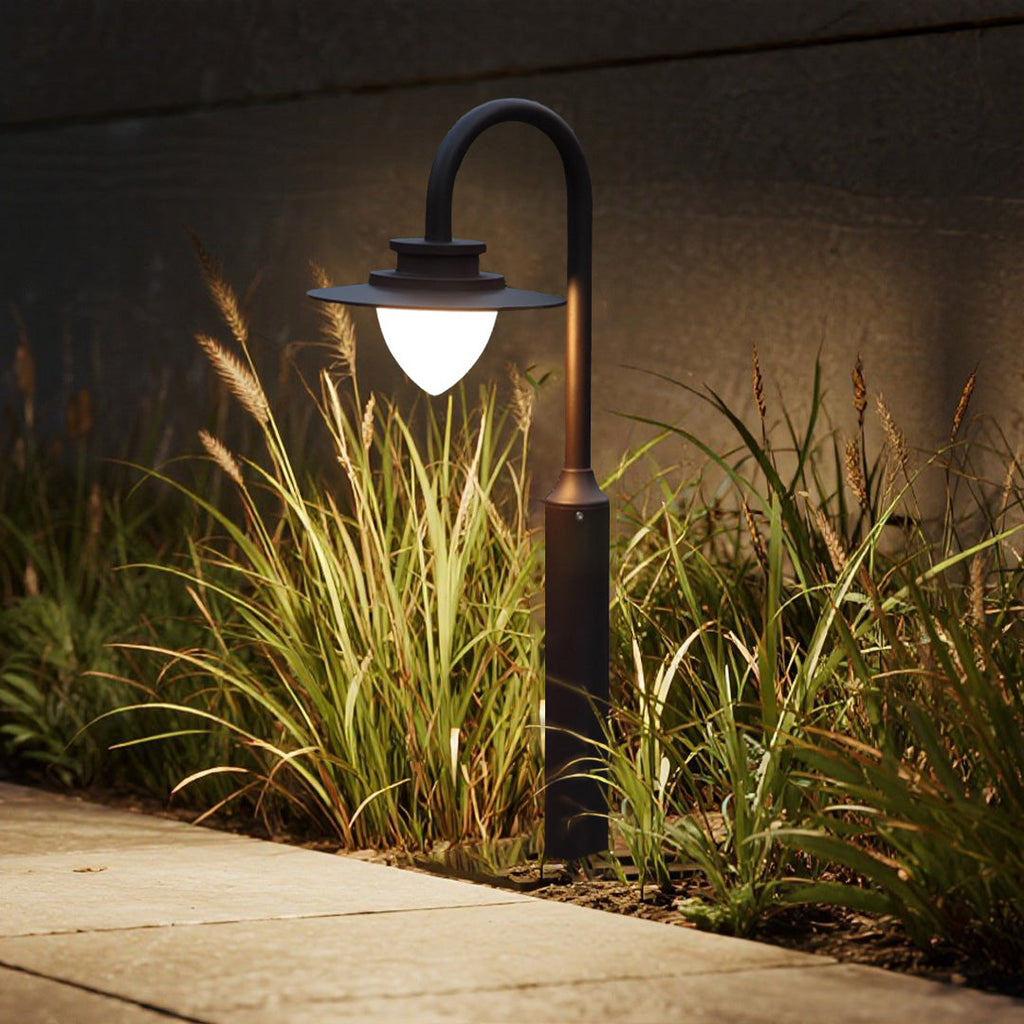 Sleek Black Metal Gooseneck Garden Lights for Pathway and Outdoor Use