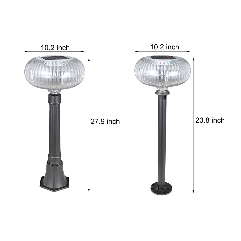Modern Outdoor Solar Metal Cylinder LED Lawn Light with Oval Acrylic Shade