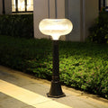 Modern Outdoor Solar Metal Cylinder LED Lawn Light with Oval Acrylic Shade