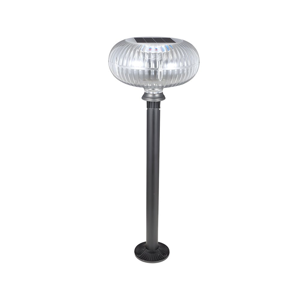Modern Outdoor Solar Metal Cylinder LED Lawn Light with Oval Acrylic Shade