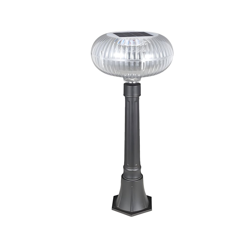 Modern Outdoor Solar Metal Cylinder LED Lawn Light with Oval Acrylic Shade