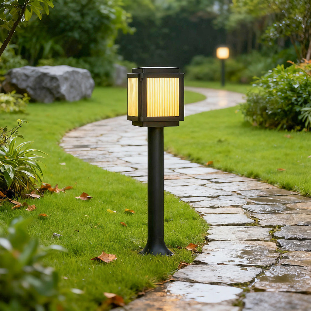 Modern Black Solar Pathway Lights - Stylish Garden Stake Fixtures