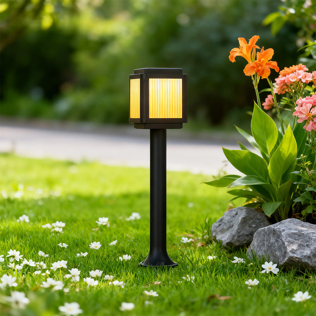 Modern Black Solar Pathway Lights - Stylish Garden Stake Fixtures