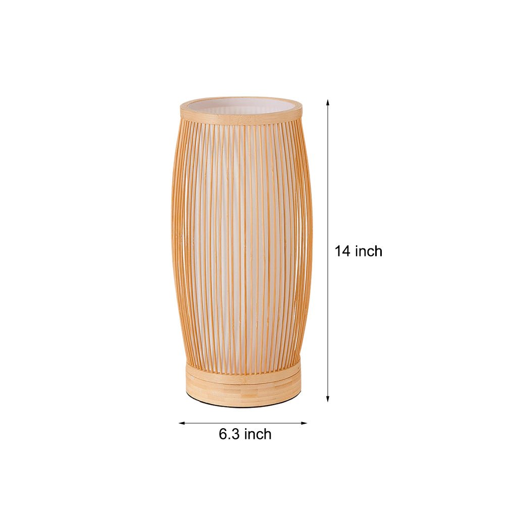 Handwoven Vintage Bamboo LED Table Lamp for Japanese-Inspired Décor