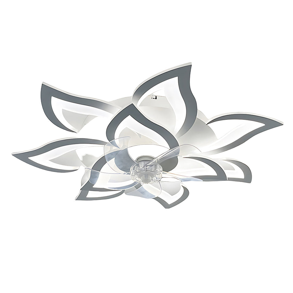 Modern White Ceiling Fan with Remote Control and Light for Living Room
