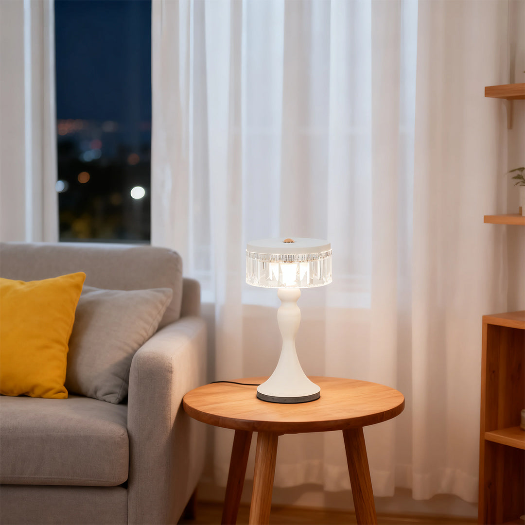 Nordic Minimalist Black Forged Iron and Acrylic Table Lamps for Living Room