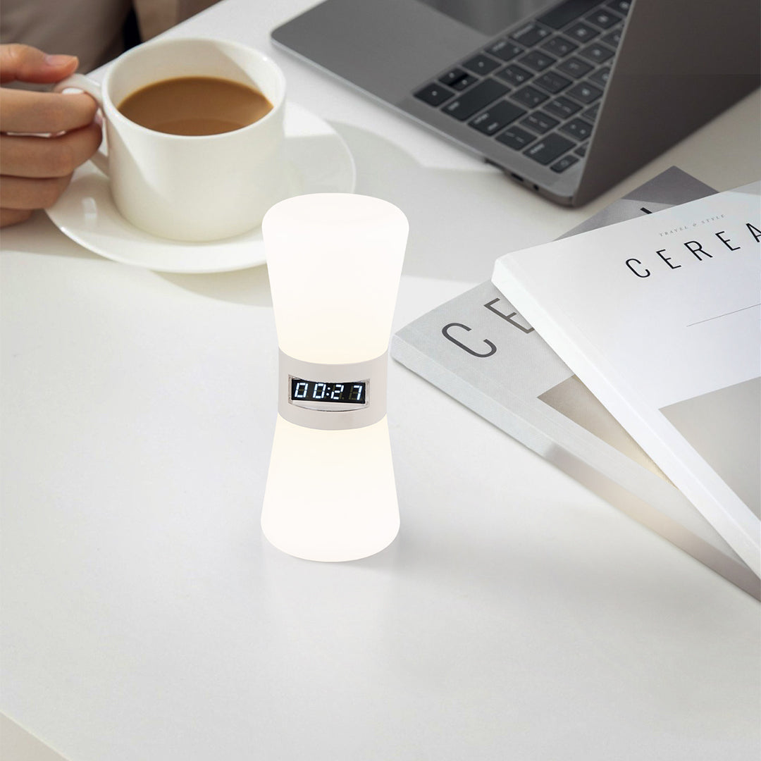 Modern White Hourglass Table Lamp with Gravity Sensor for Home Decor