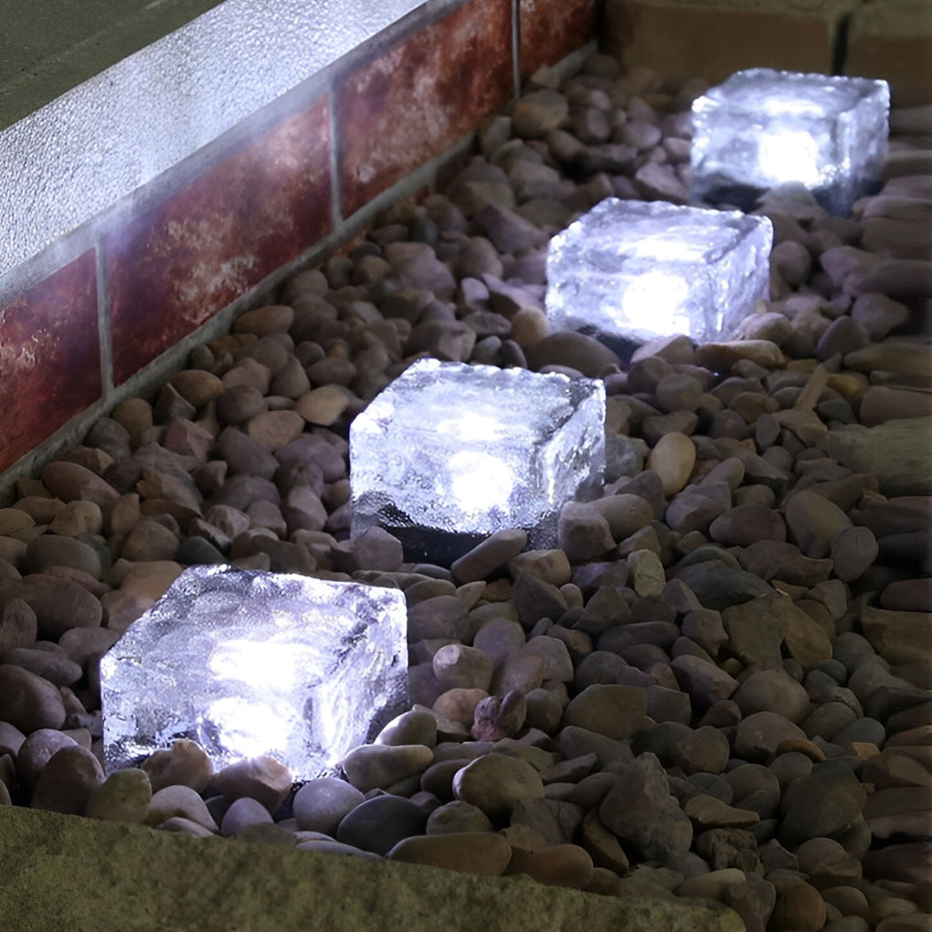 Smart Solar-Powered Outdoor Ice Cube LED Step Lights for Pathway Lighting
