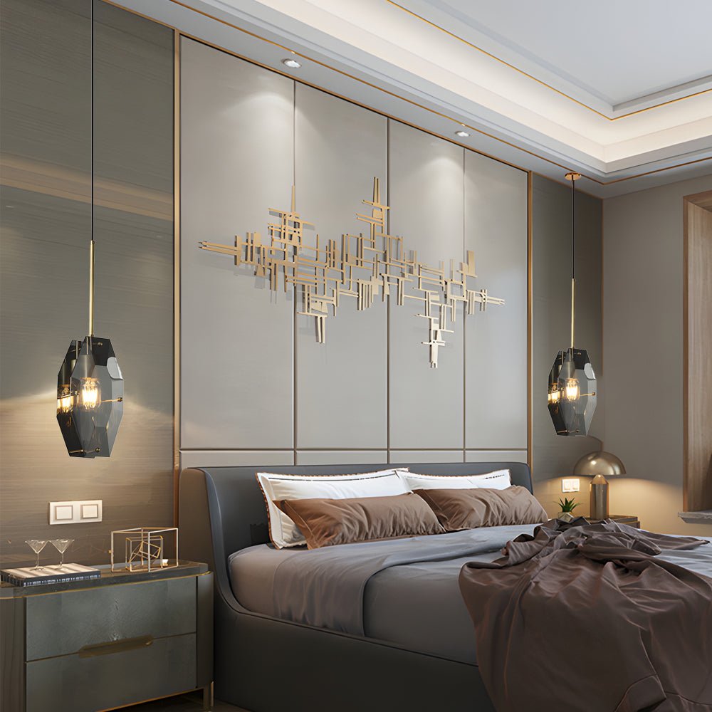Smoke Gray Copper Crystal Post-Modern Pendant Light for Dining Room