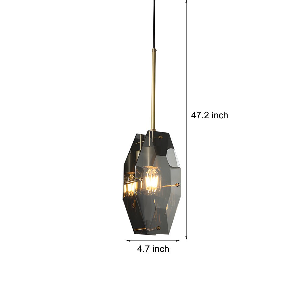Smoke Gray Copper Crystal Post-Modern Pendant Light for Dining Room