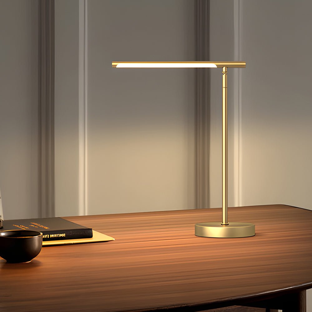 Modern Copper LED Linear Table Lamp with Adjustable Angle for Office