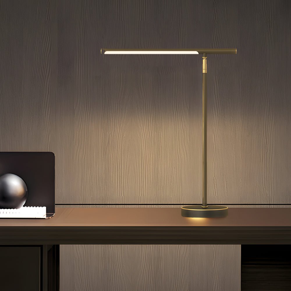Modern Copper Adjustable Angle LED Linear Table Lamp for Home Office