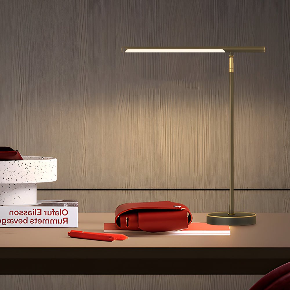Modern Copper LED Linear Table Lamp with Adjustable Angle for Office