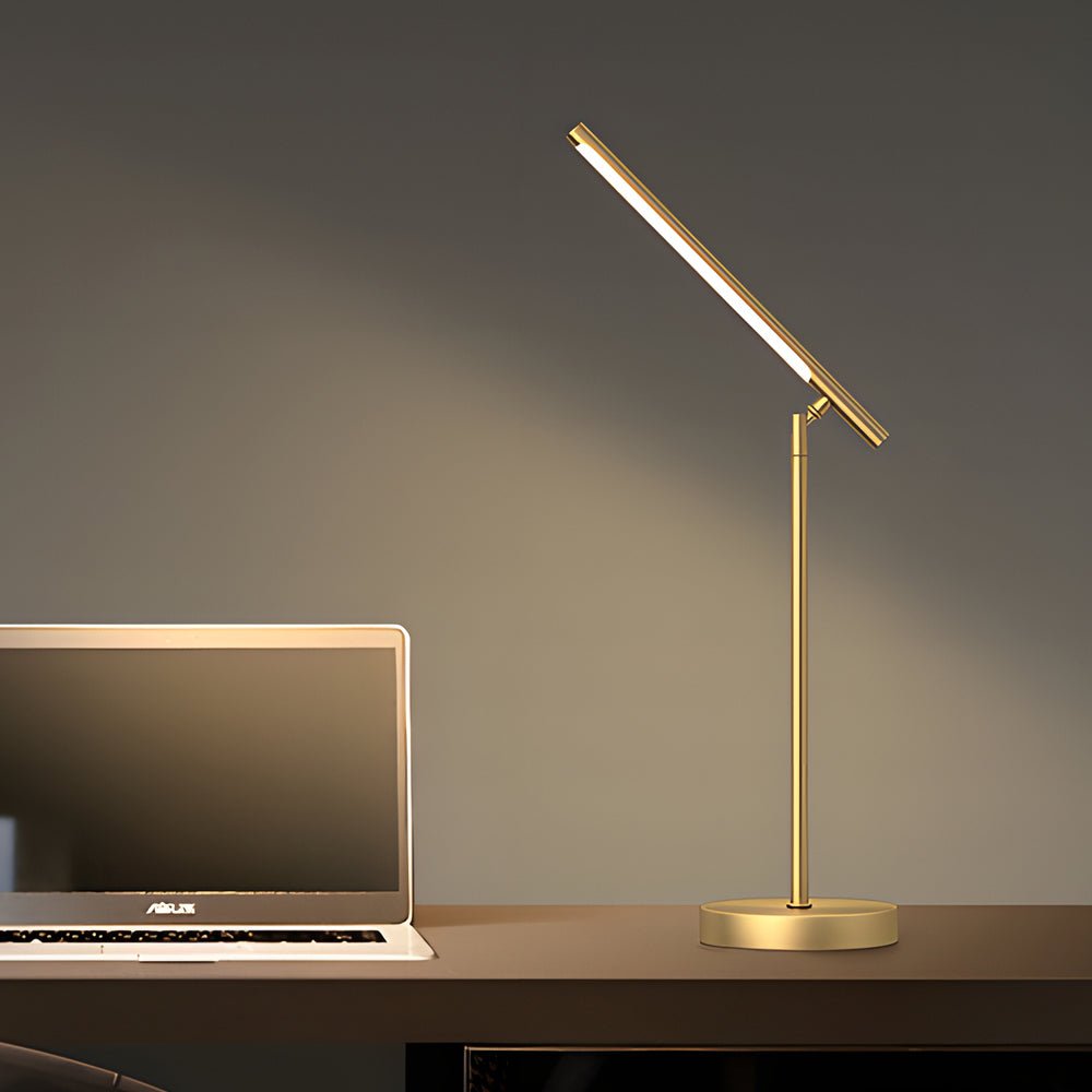Modern Copper LED Linear Table Lamp with Adjustable Angle for Office