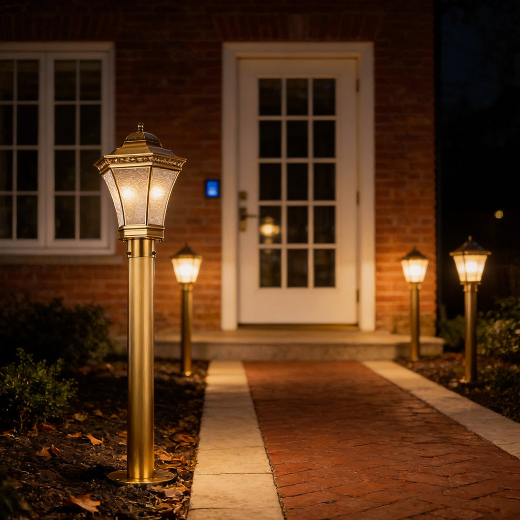 Elegant Copper Waterproof Outdoor Glass Pathway Lights for Garden Walkways