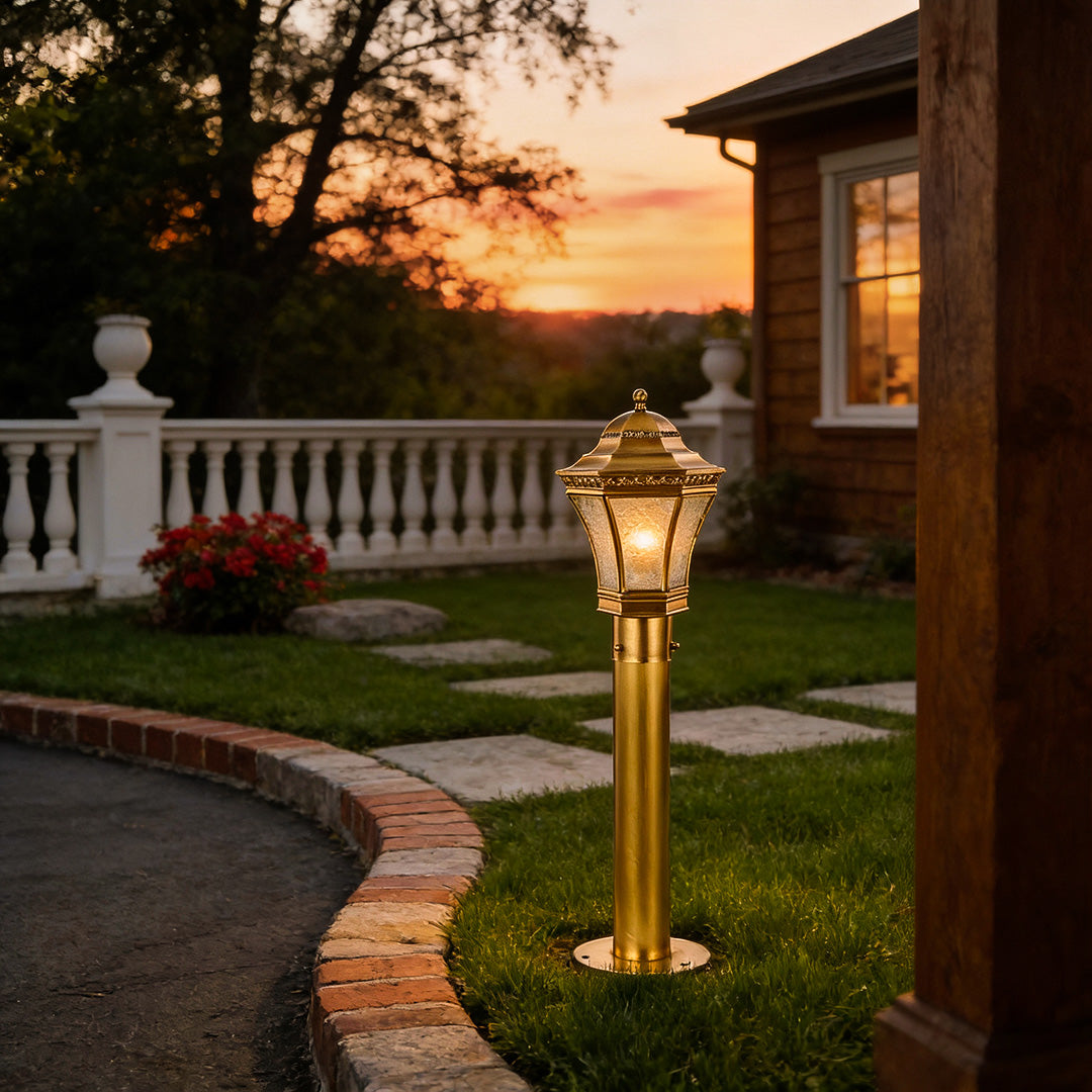 Elegant Copper Waterproof Outdoor Glass Pathway Lights for Garden Walkways