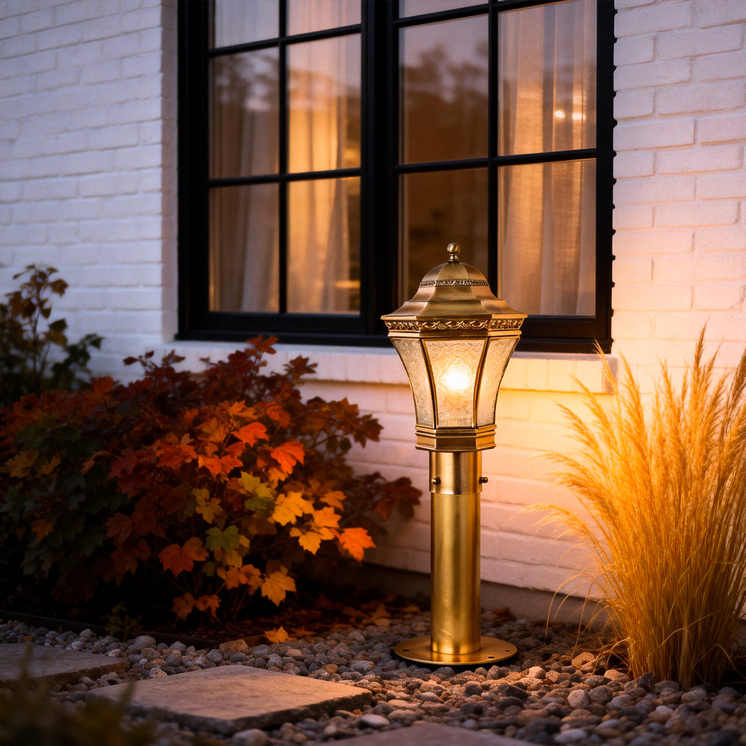 Elegant Copper Waterproof Outdoor Glass Pathway Lights for Garden Walkways