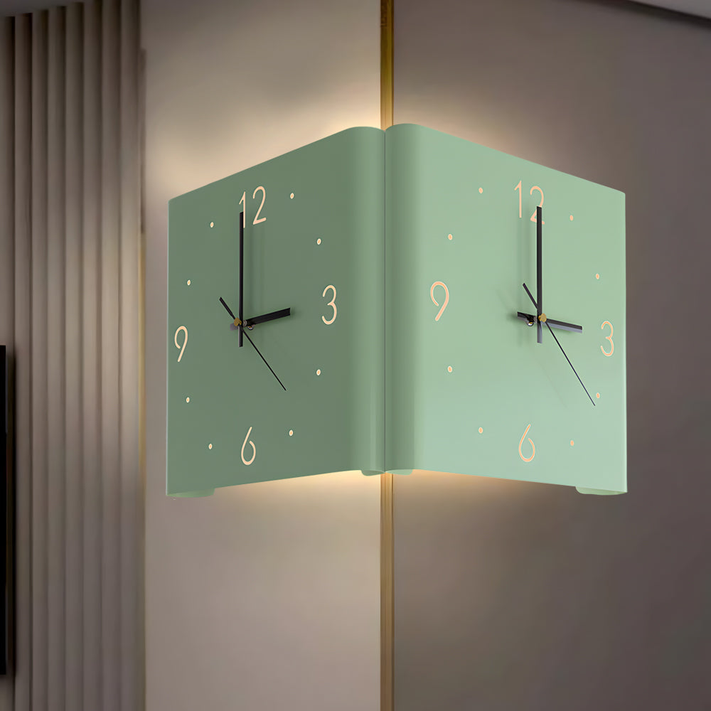 Modern Backlit Square Metal Wall Clock Lamp for Home Office Decor