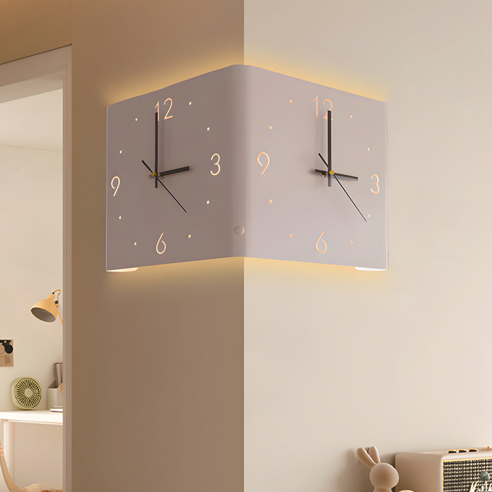 Modern Backlit Square Metal Wall Clock Lamp for Home Office Decor