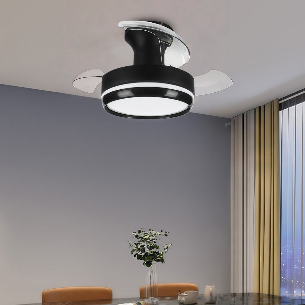 Modern Minimalist White LED Ceiling Fan Light with Remote for Home