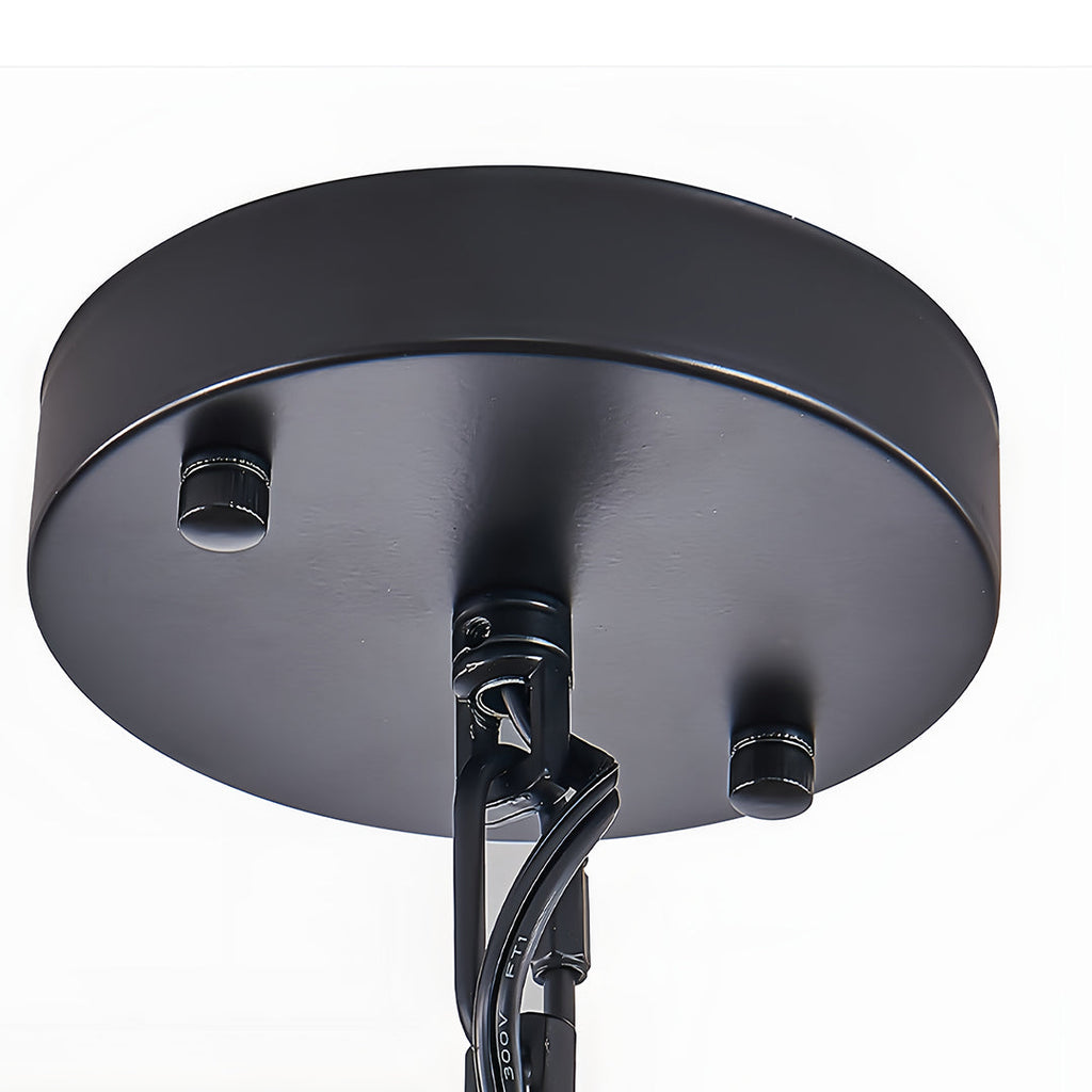 Industrial Black Iron Drum Pendant Light Fixture for Dining Room Ceiling