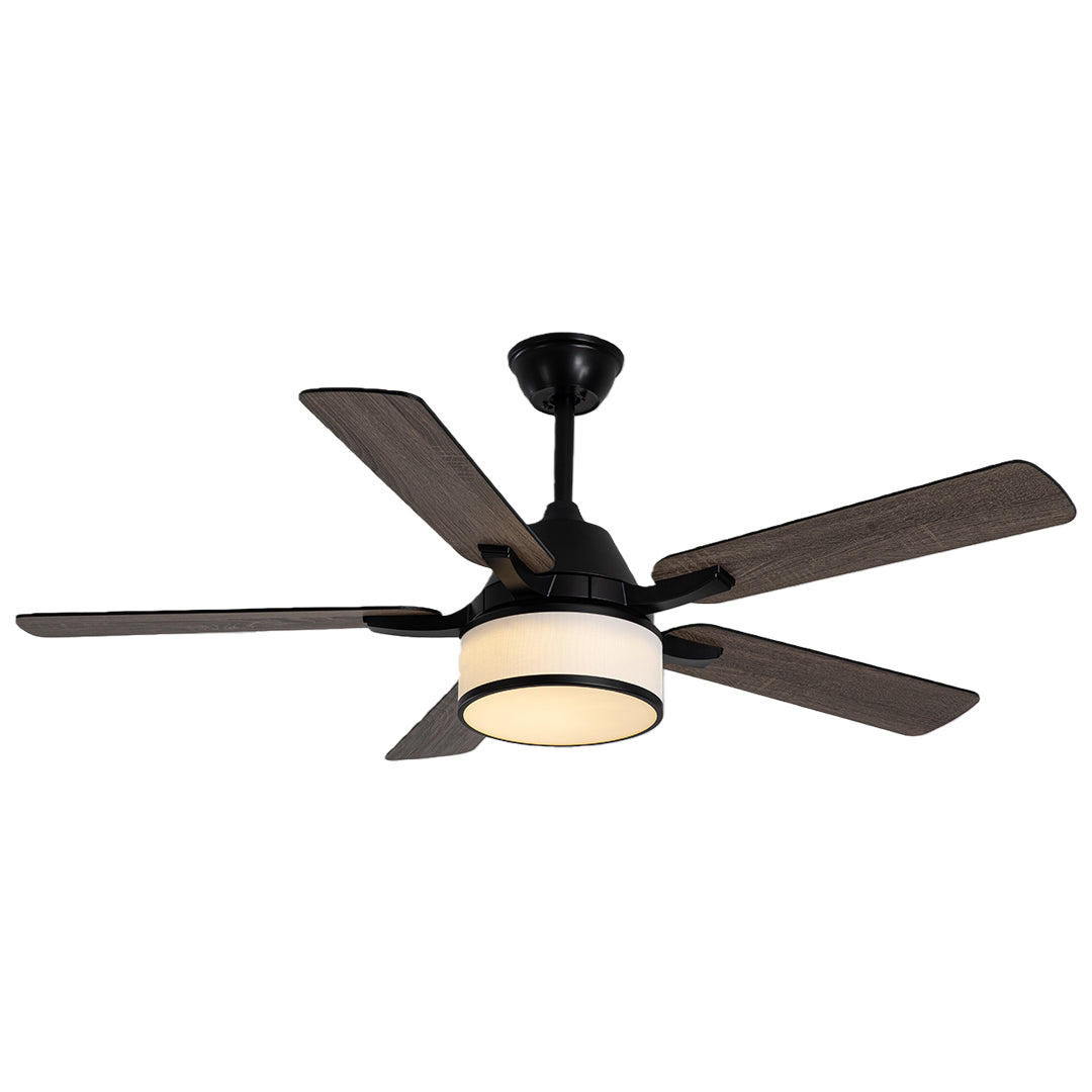European Retro Fabric Shade Ceiling Fan Light for Living Room Décor