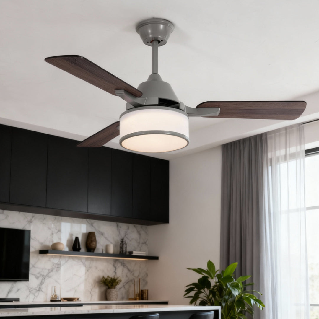 European Retro Fabric Shade Ceiling Fan Light for Living Room Décor