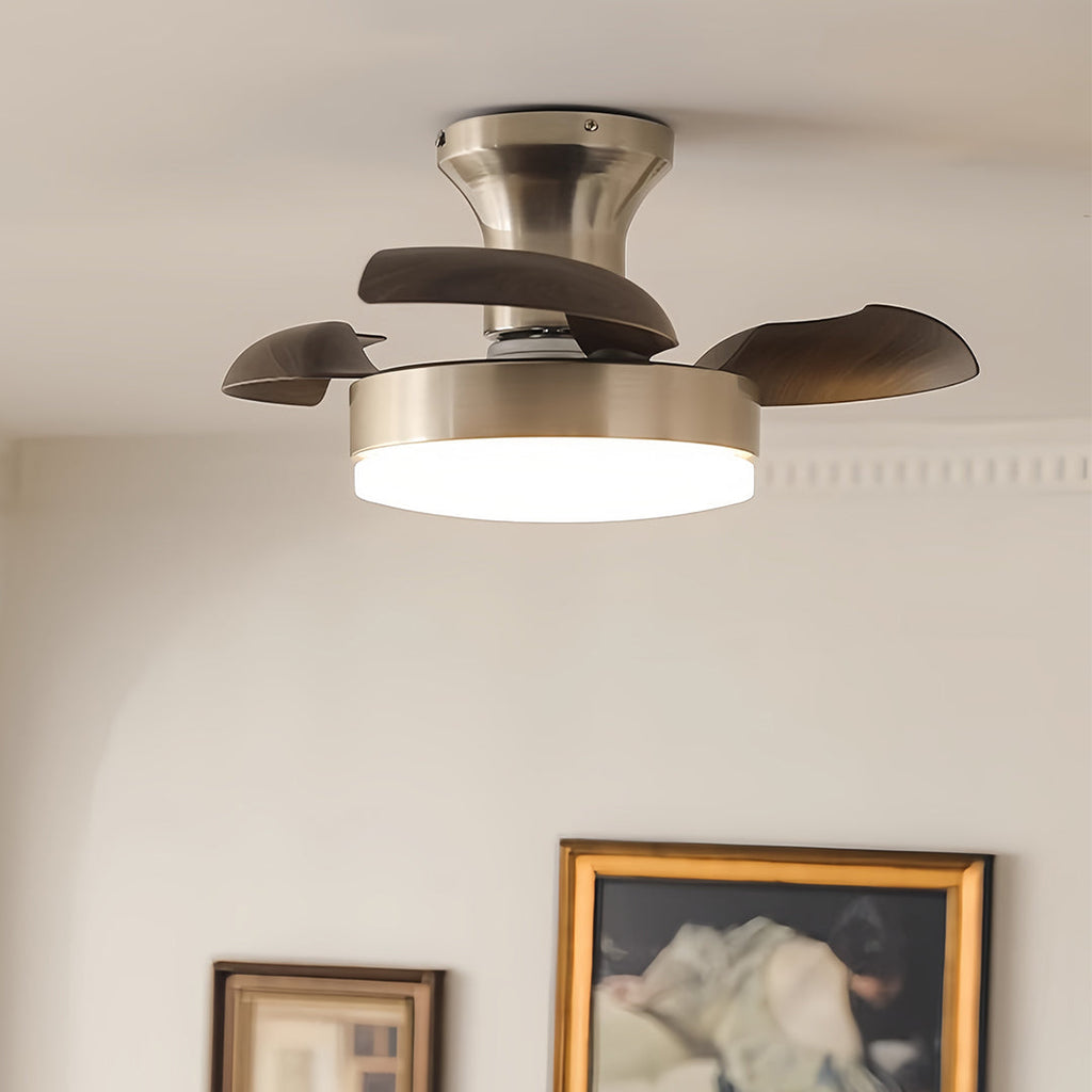 Elegant Silver 3-Blade French Retro Ceiling Fan with Light for Bedrooms