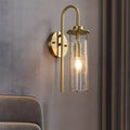 Minimalist Copper Wall Light Fixture with Cracked Glass Shade for Living Room