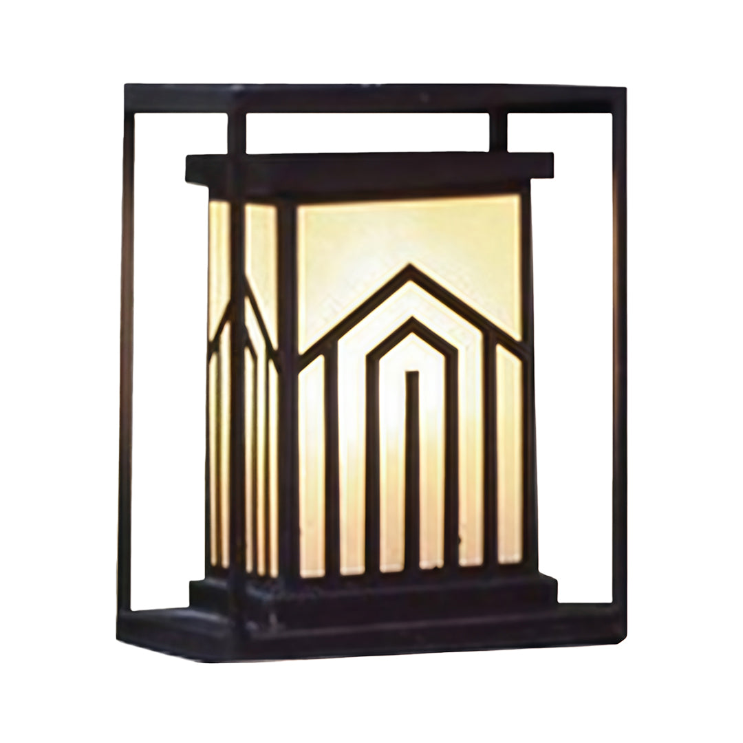 Rustic Black Metal Waterproof Lantern Outdoor Lights for Courtyard Garden