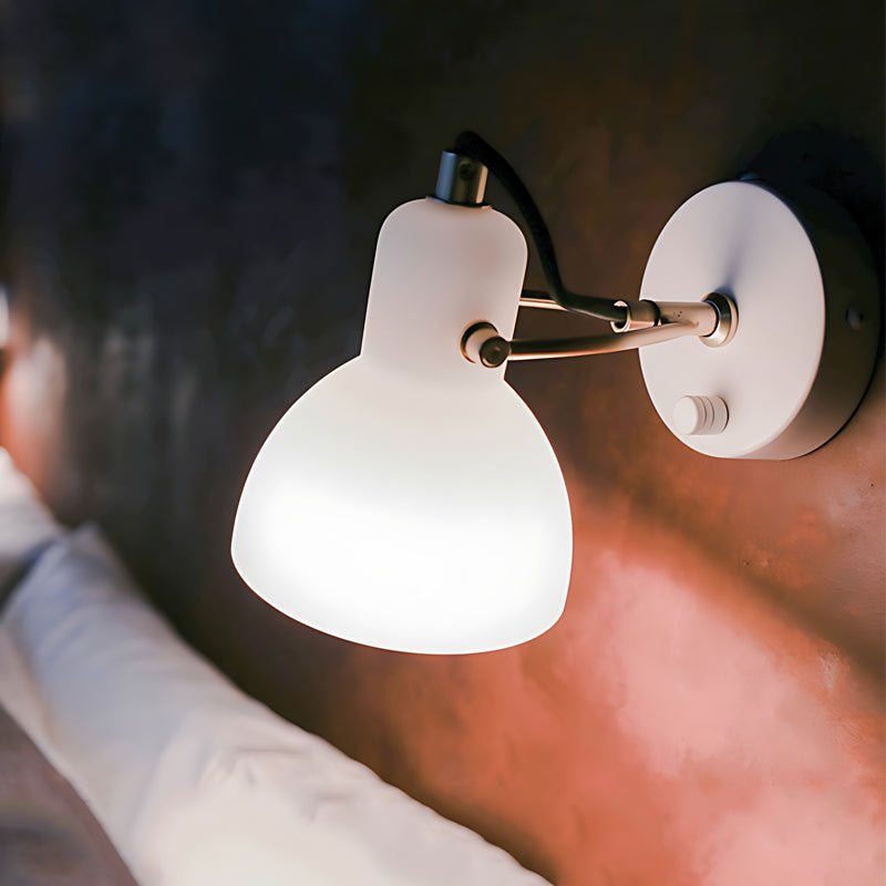 Minimalist Nordic 235° Rotatable White Glass Wall Lamp for Home Decor