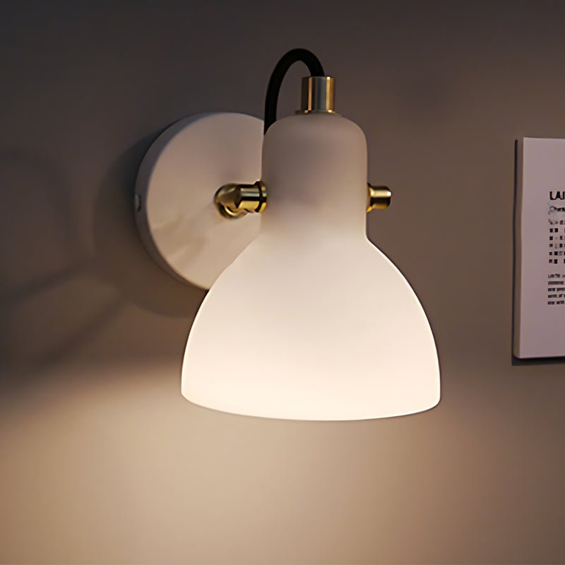 Minimalist Nordic 235° Rotatable White Glass Wall Lamp for Home Decor