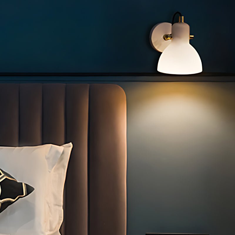 Minimalist Nordic 235° Rotatable White Glass Wall Lamp for Home Decor