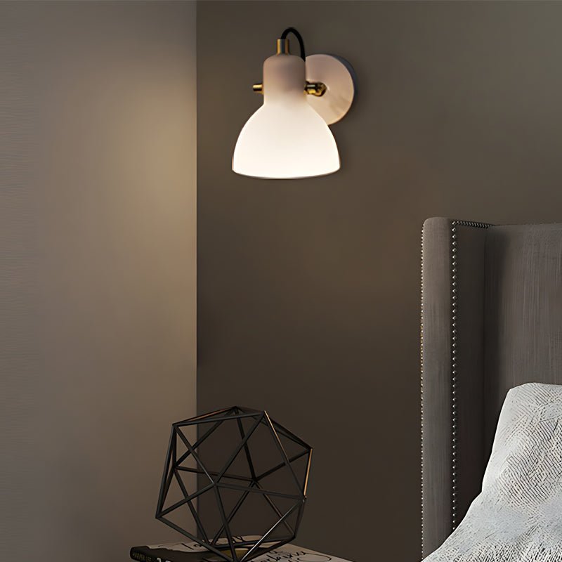Minimalist Nordic 235° Rotatable White Glass Wall Lamp for Home Decor