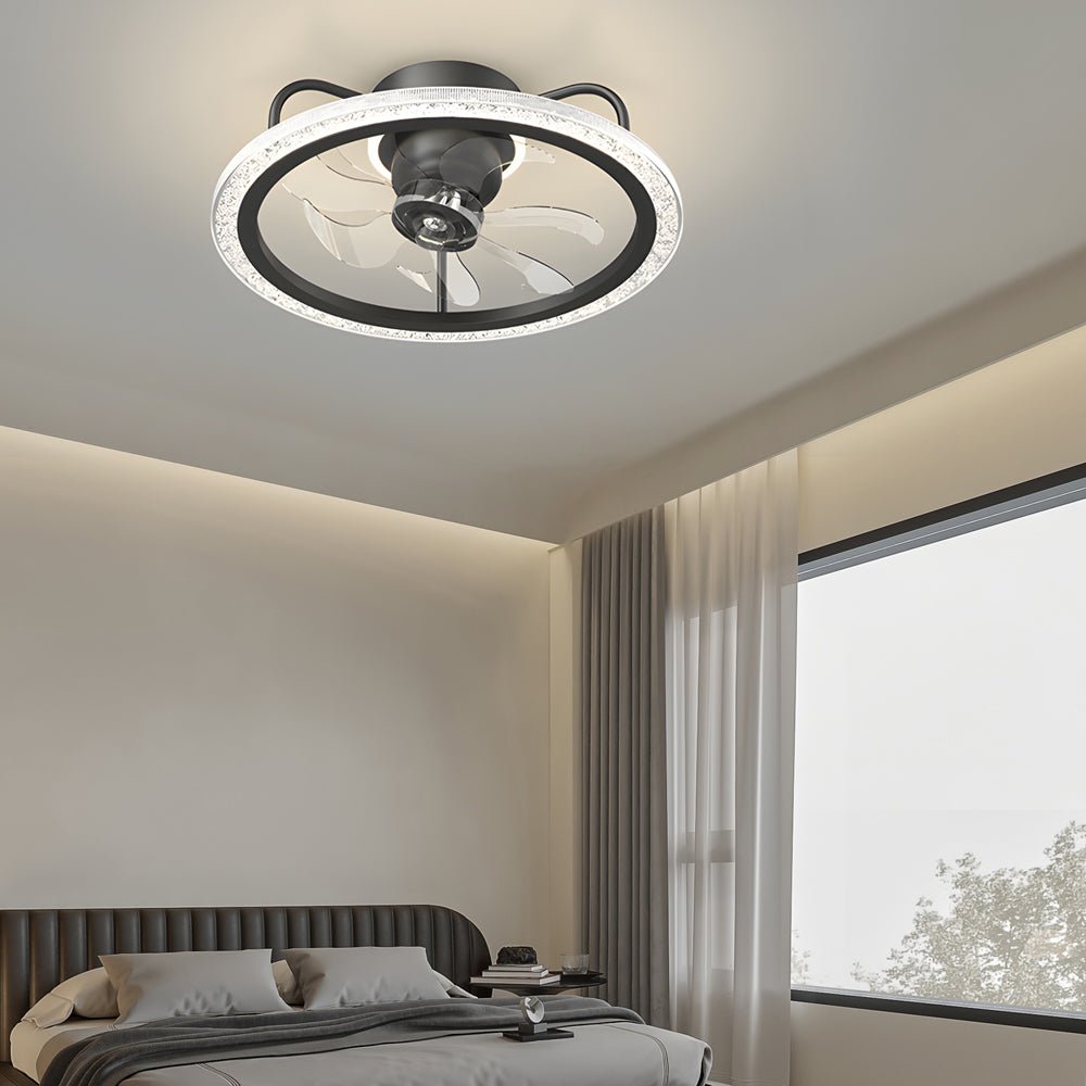 Modern White 360° Adjustable Ceiling Fan with Dimmable LED Light