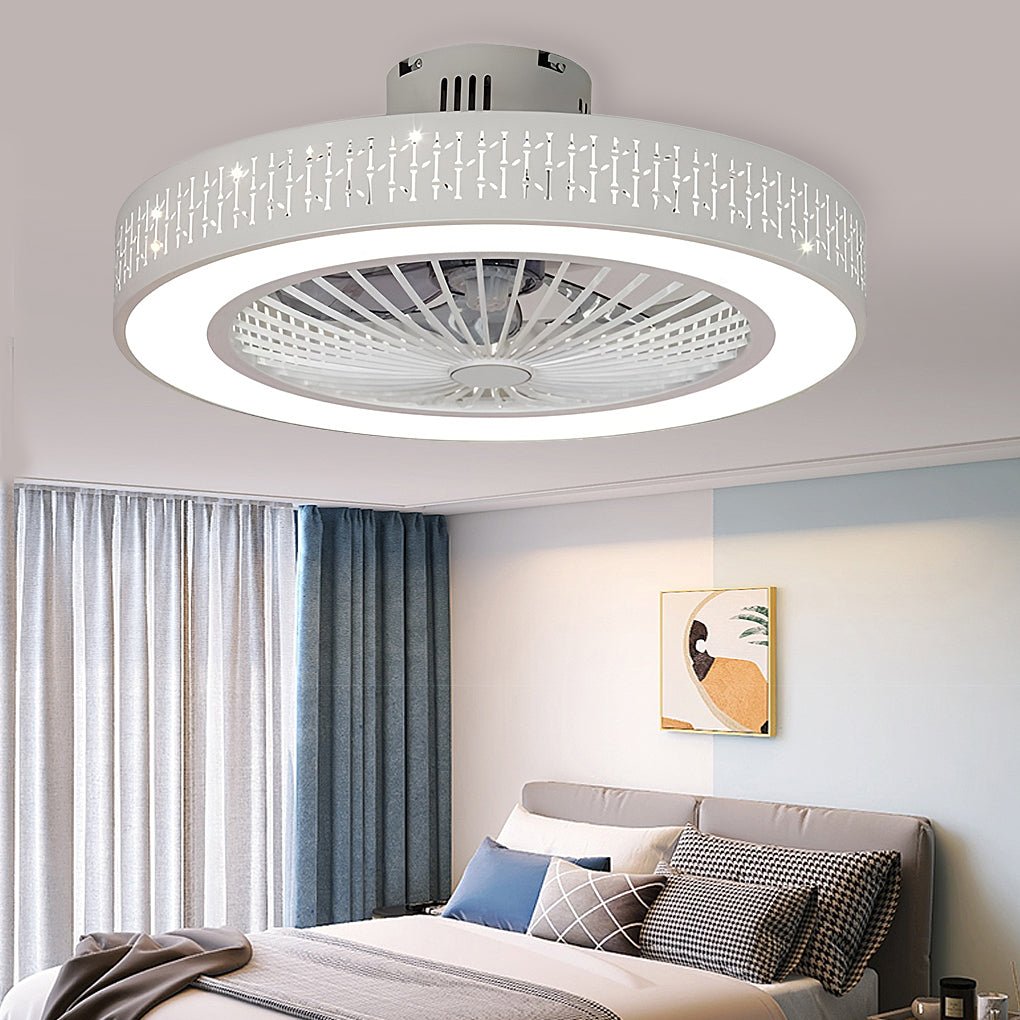 Modern Bladeless Ceiling Fan with Chandelier Light for Living Room