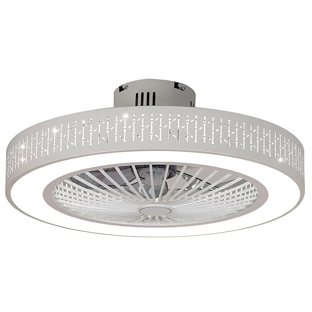 Modern Bladeless Ceiling Fan with Chandelier Light for Living Room