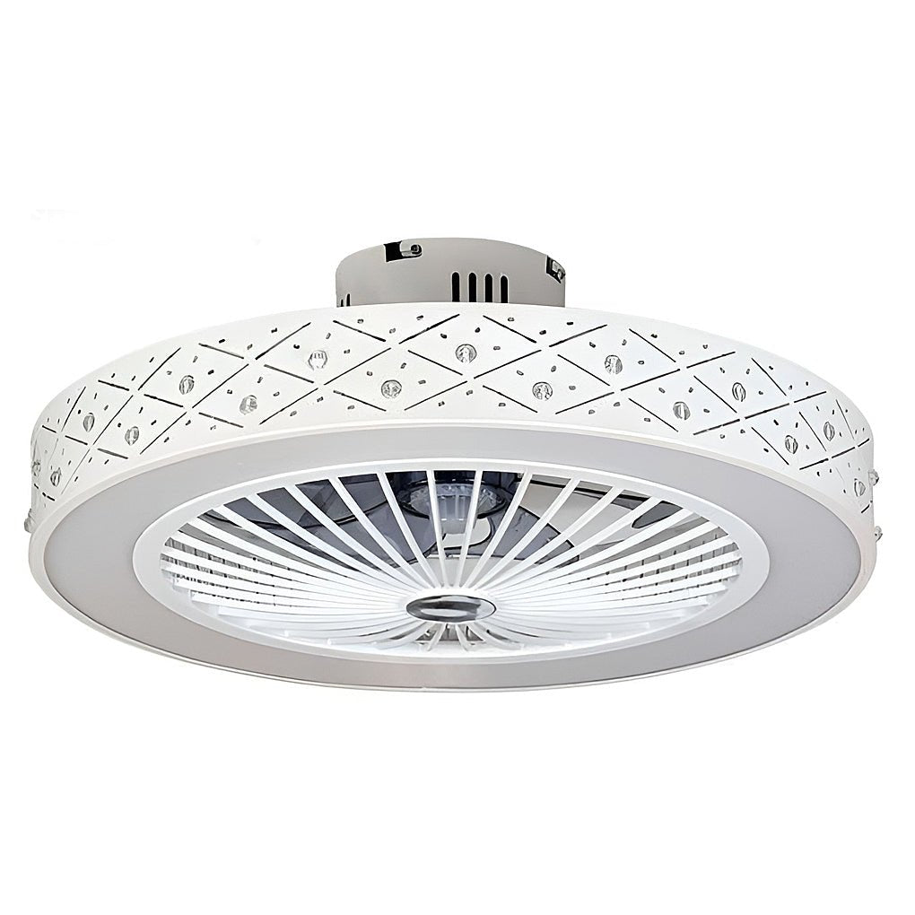 Modern Bladeless Ceiling Fan with Chandelier Light for Living Room