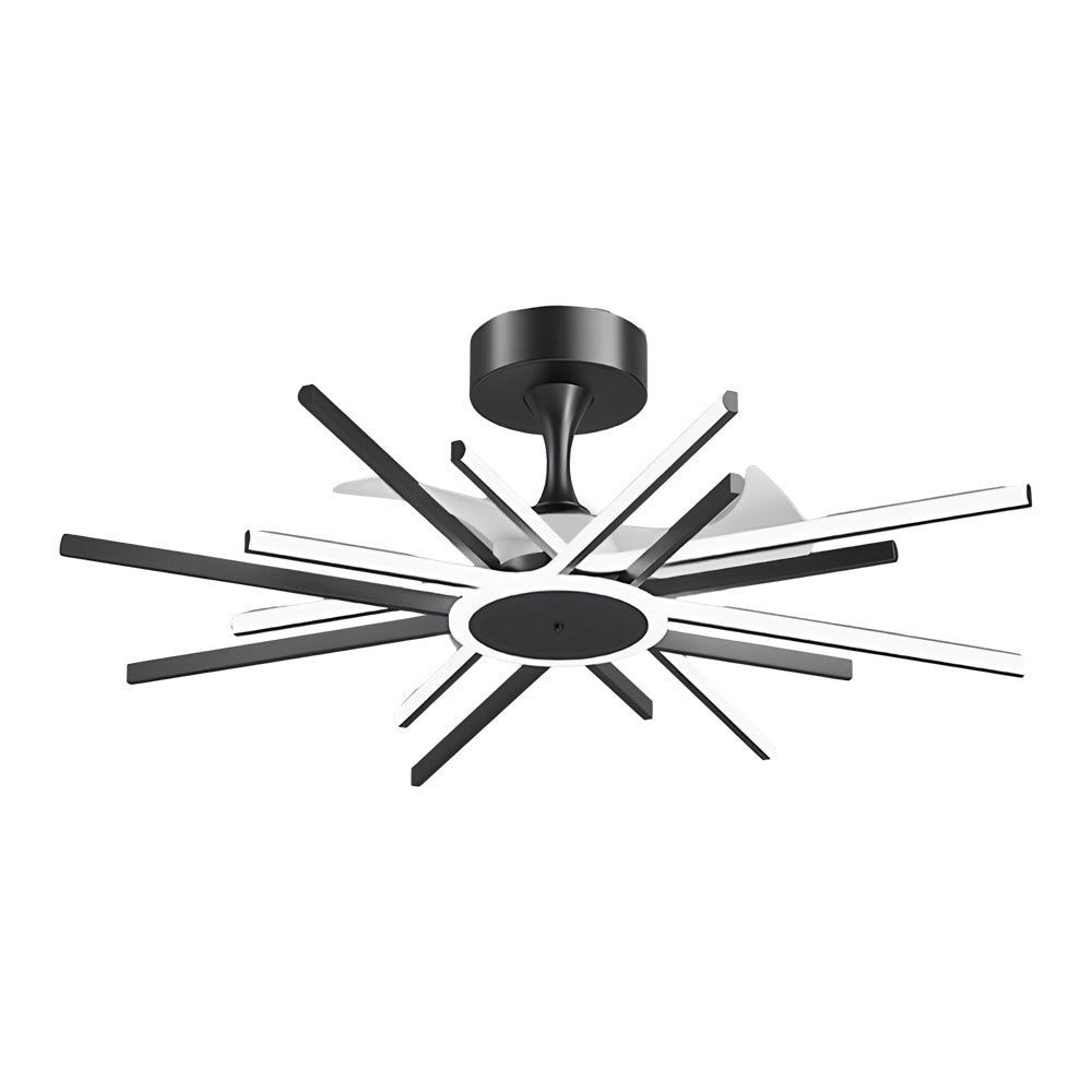 Modern Starburst LED Ceiling Fan Light in Brushed Nickel for Living Room